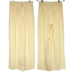 NEW TULLEA Flowy Wide Leg Dress Pants Yellow Size Large Elastic Back Waist